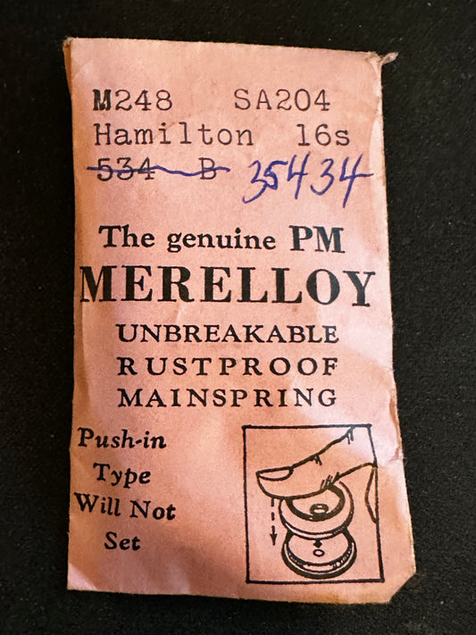 PM Merelloy Mainspring M248 - Hamilton 16s movements No. 534B / 35434 / 718050 - Alloy