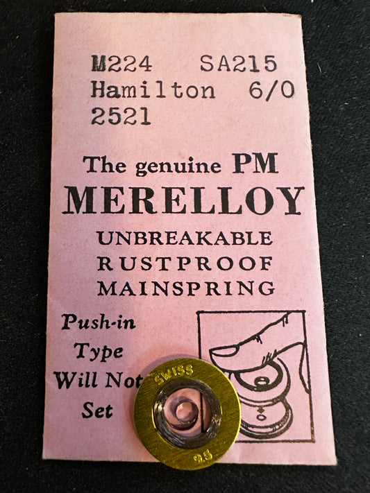 PM Merelloy Mainspring M224 for 6/0s Hamilton No. 2521 - Alloy