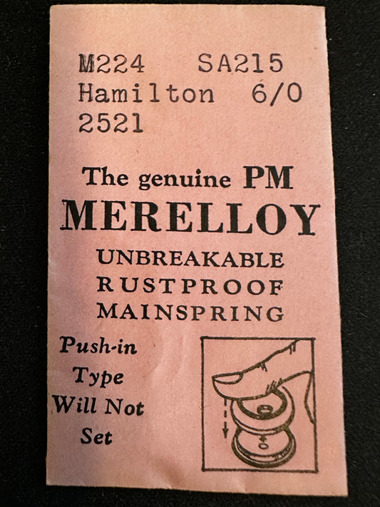 PM Merelloy Mainspring M224 for 6/0s Hamilton No. 2521 - Alloy