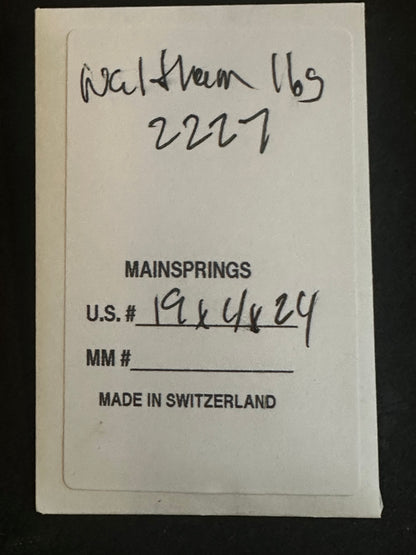 Alloy Mainspring for 16s Waltham No. 2227 / 2267