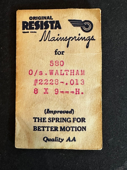 Rezista Mainspring #580 for Waltham 0s Factory No. 2228 - Steel
