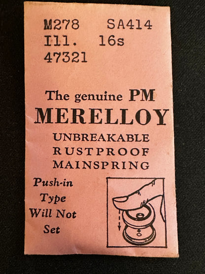 PM Merelloy Mainspring M278 for 16s Illinois 47321 - Alloy