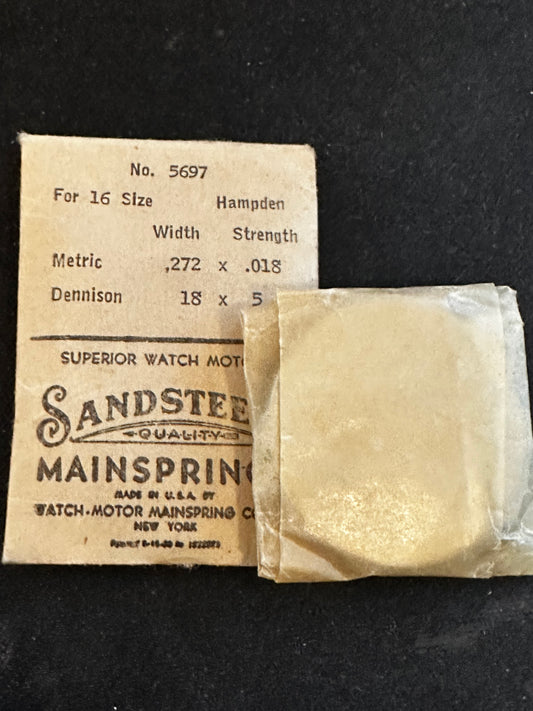 Sandsteel Mainspring for Hampden 16s Factory No. 5697 - Steel
