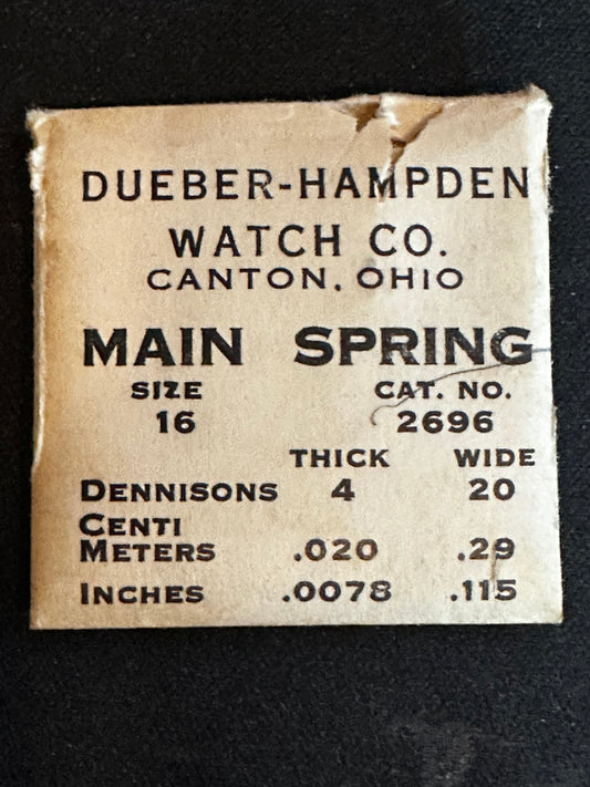 Hampden Factory Mainspring 16s No. No. 2696 - Steel