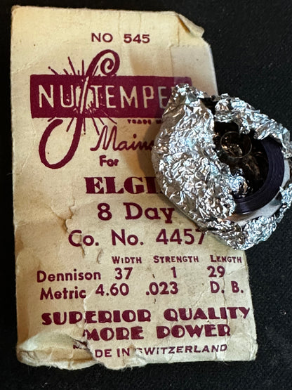 NuTemper Mainspring #545 for Elgin 8-Day No. 4457 - Steel