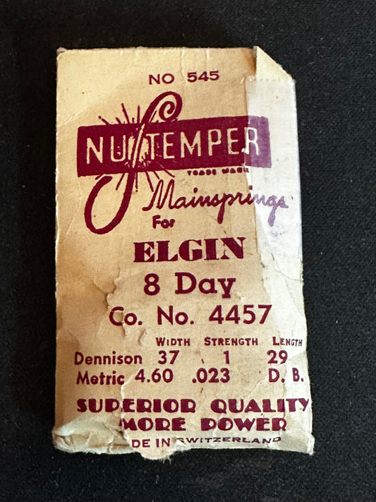NuTemper Mainspring #545 for Elgin 8-Day No. 4457 - Steel