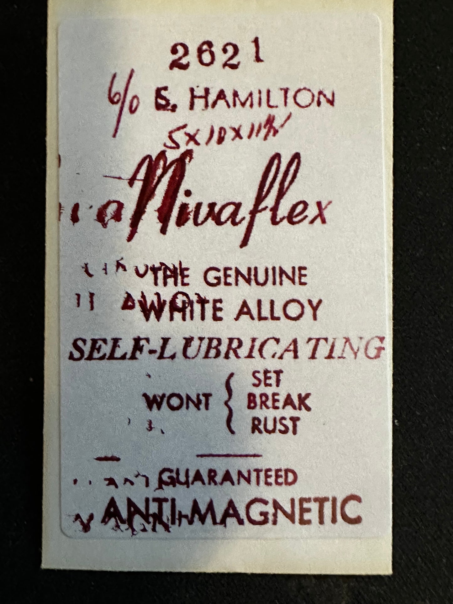 Nivaflex Mainspring for 6/0s Hamilton No. 2621 - Alloy