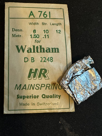 HR Mainspring A761 for Waltham 6/0s Model 1945 No. 2248 - Steel