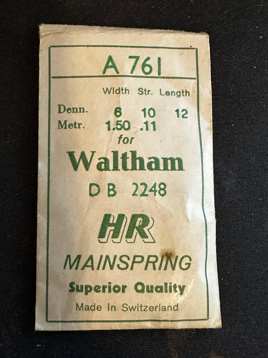 HR Mainspring A761 for Waltham 6/0s Model 1945 No. 2248 - Steel