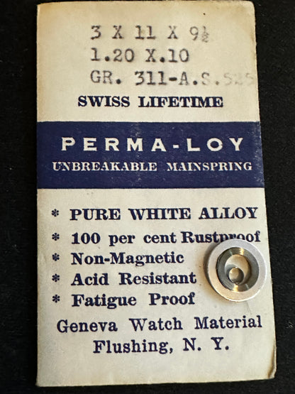 PERMA-LOY Unbreakable Mainspring for Gruen 311, AS 525 - Alloy