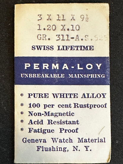 PERMA-LOY Unbreakable Mainspring for Gruen 311, AS 525 - Alloy