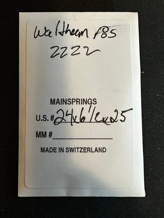 Alloy Mainspring for 18s Waltham No. 2222