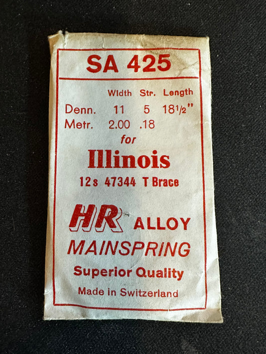 HR Mainspring SA425 for 12s Illinois Factory No. 47344 - Alloy
