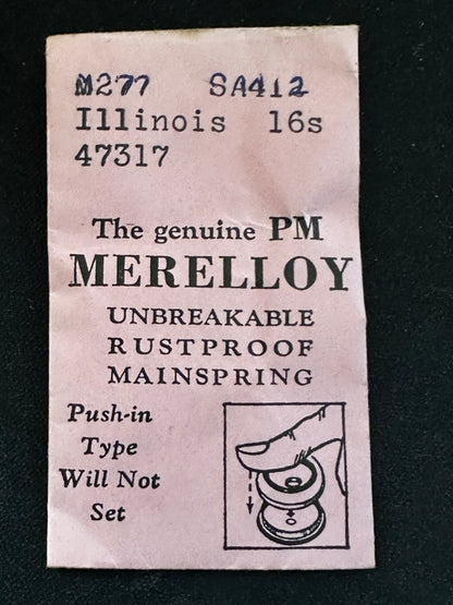 PM Merelloy Mainspring M277 for 16s Illinois 47317 - Alloy