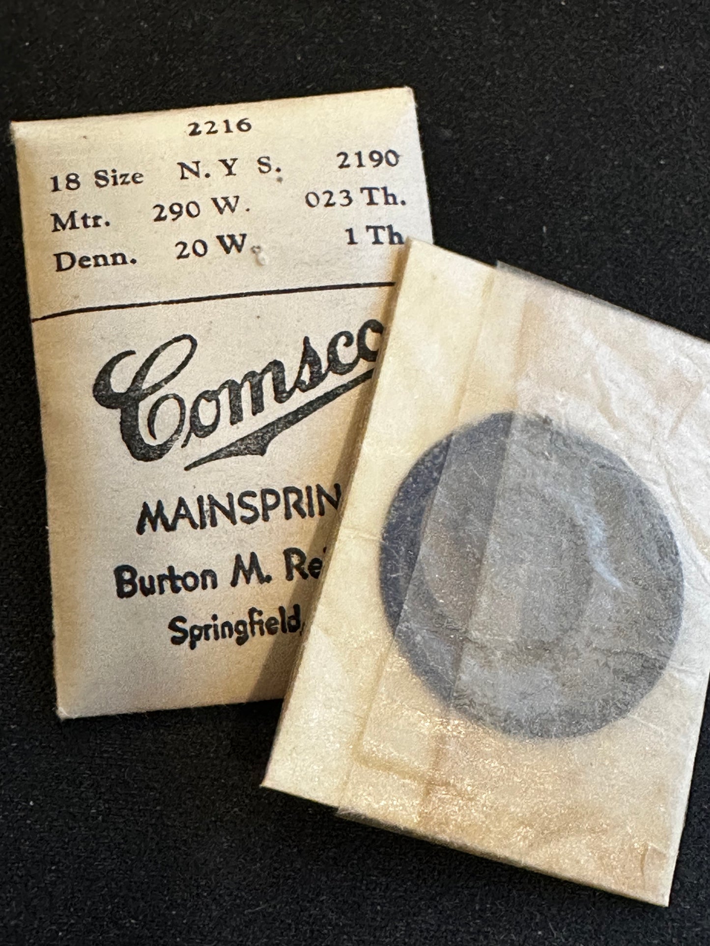Comsco Mainspring #2216 for 18s N.Y. Standard Factory No. 2190 - Steel