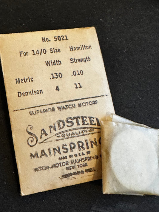 Sandsteel Mainspring for Hamilton 14/0s Factory No. 5021 - Steel