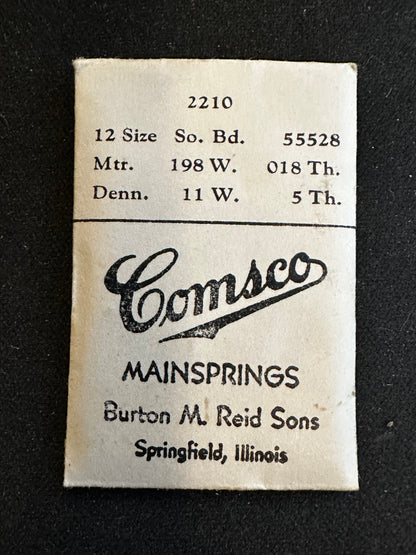 Comsco Mainspring #2210 for South Bend 12s Factory No. 55528 - Steel