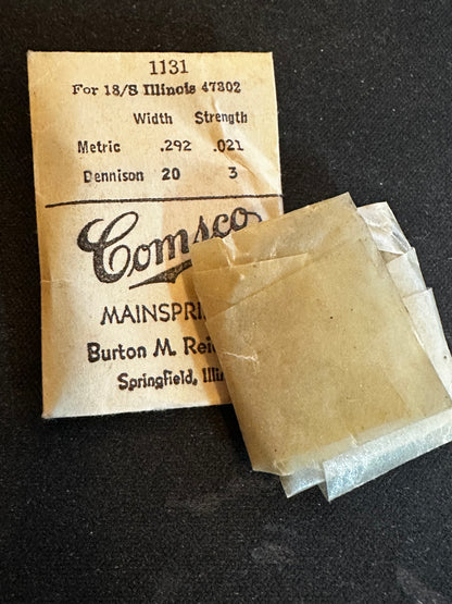 Comsco Mainspring #1131 for Illinois 18s Factory No. 47302 - Steel