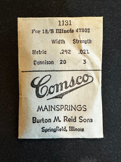 Comsco Mainspring #1131 for Illinois 18s Factory No. 47302 - Steel