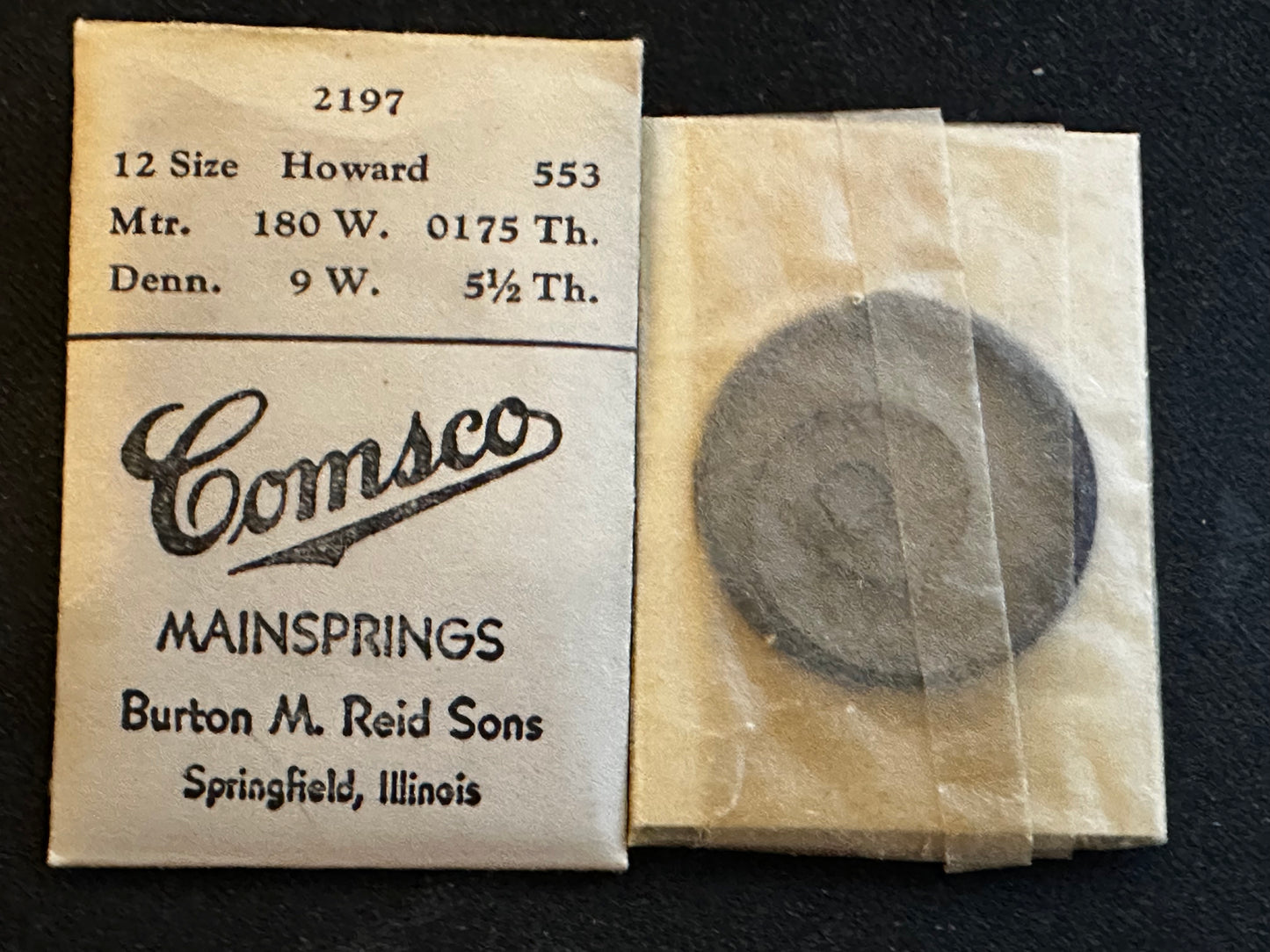 Comsco Mainspring #2197 for Howard 12s Factory No. 553 - Steel
