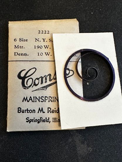 Comsco Mainspring #2222 for 6s N.Y. Standard Factory No. 727 / 5134 - Steel