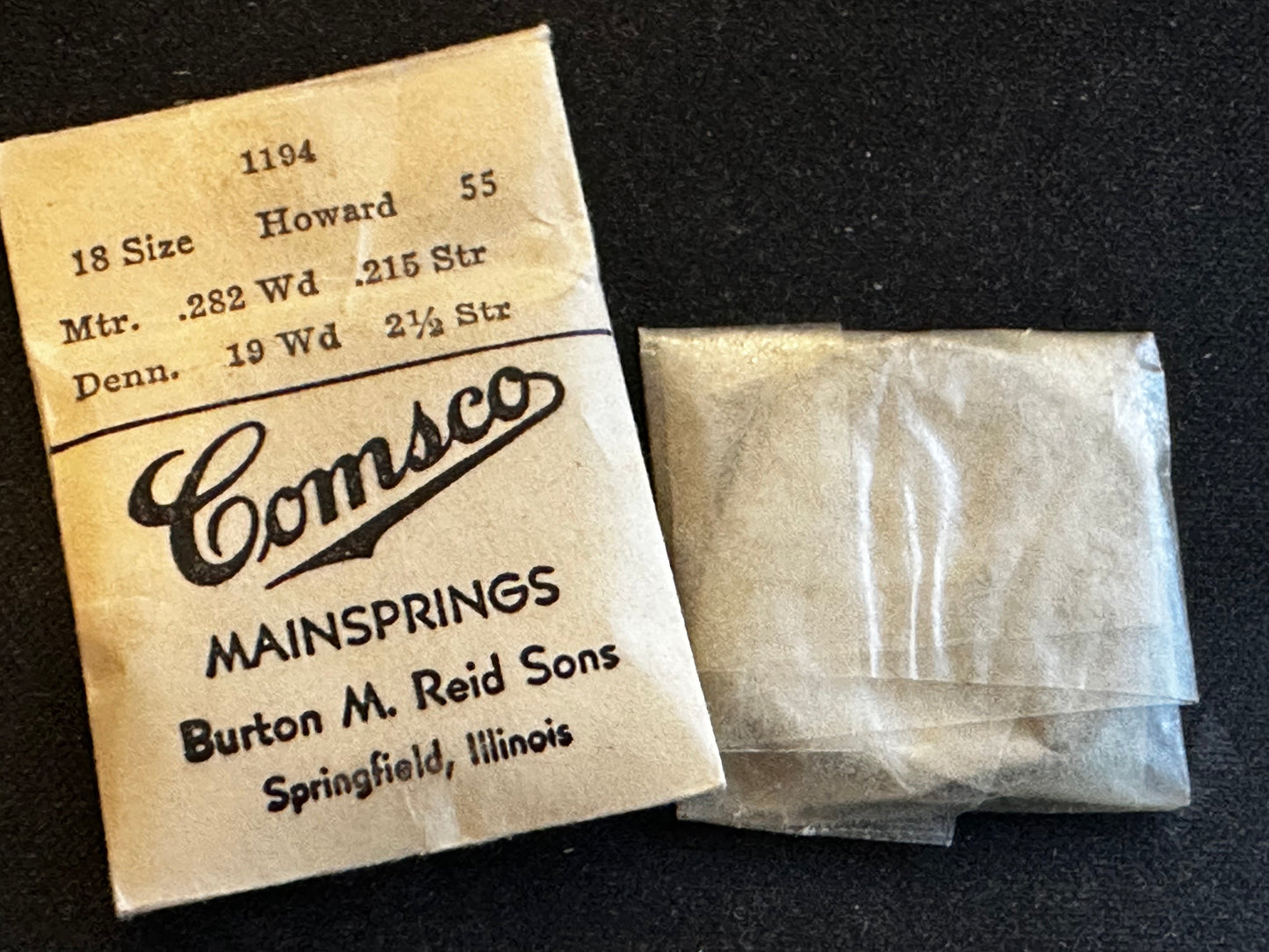 Comsco Mainspring #1194 for E. Howard 18s Factory No. 55 - Steel