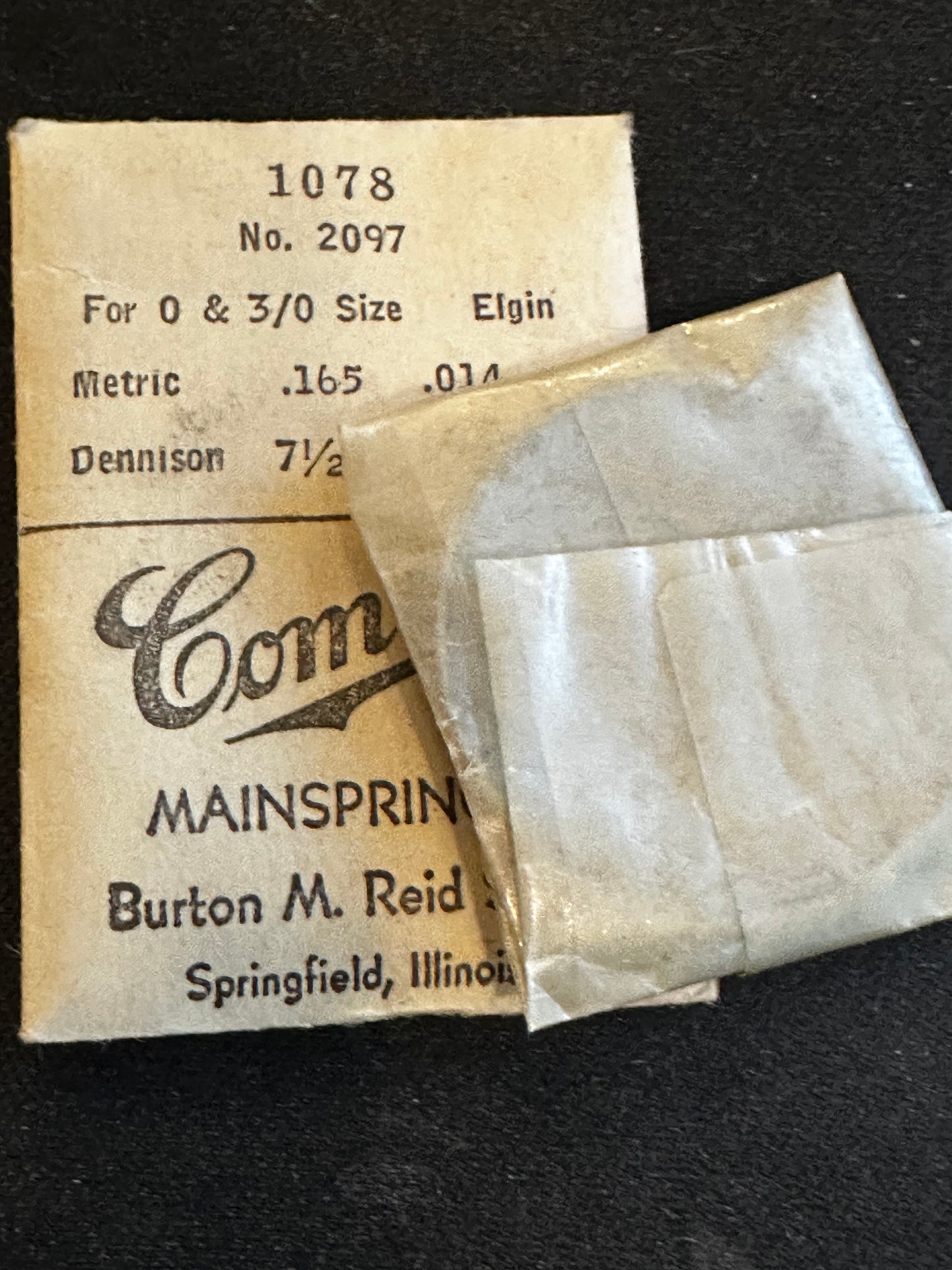 Comsco Mainspring #1078 for Elgin 0s & 3/0s Factory No. 2097 - Steel