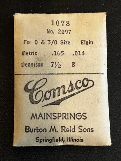 Comsco Mainspring #1078 for Elgin 0s & 3/0s Factory No. 2097 - Steel