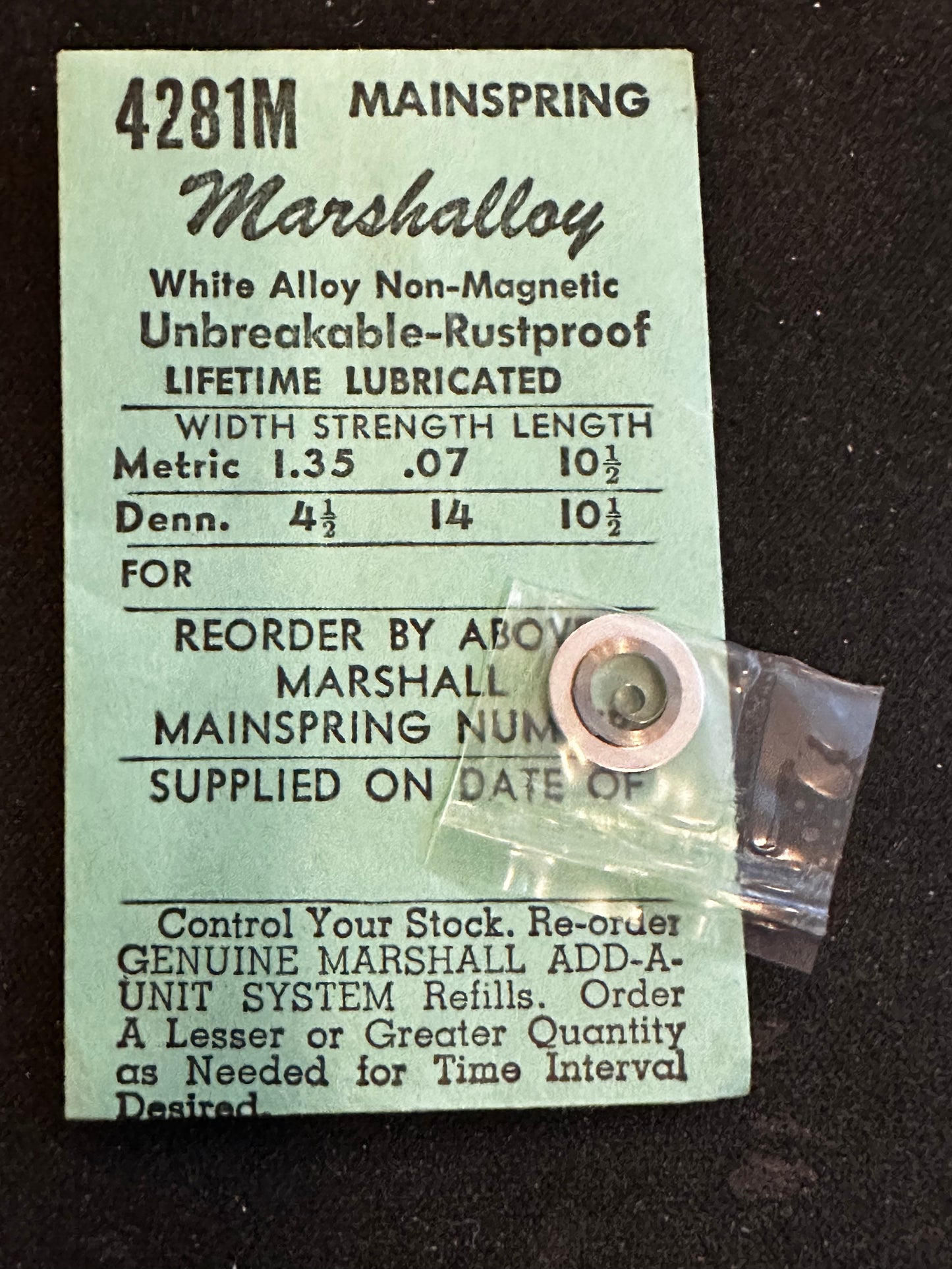 Marco Marshall Marshalloy Mainspring 4281M for Seiko Sportslady, Seikomatic Lady, Chorus, Queen - Alloy