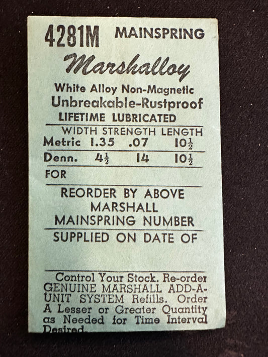 Marco Marshalloy Mainspring 4281M for Seiko Sportslady, Seikomatic Lady, Chorus, Queen - Alloy