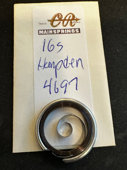CR Mainspring for Hampden 16s Factory No. 4697 - Steel