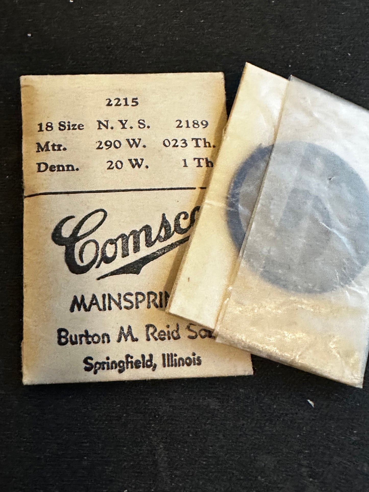 Comsco Mainspring #2215 for N.Y. Standard 18s Factory No. 2189 - Steel