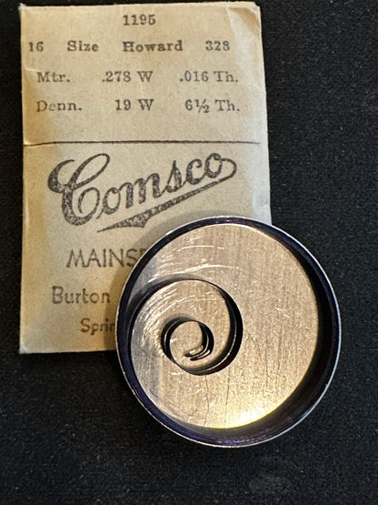 Comsco Mainspring #1195 for Howard 16s Factory No. 328 - Steel