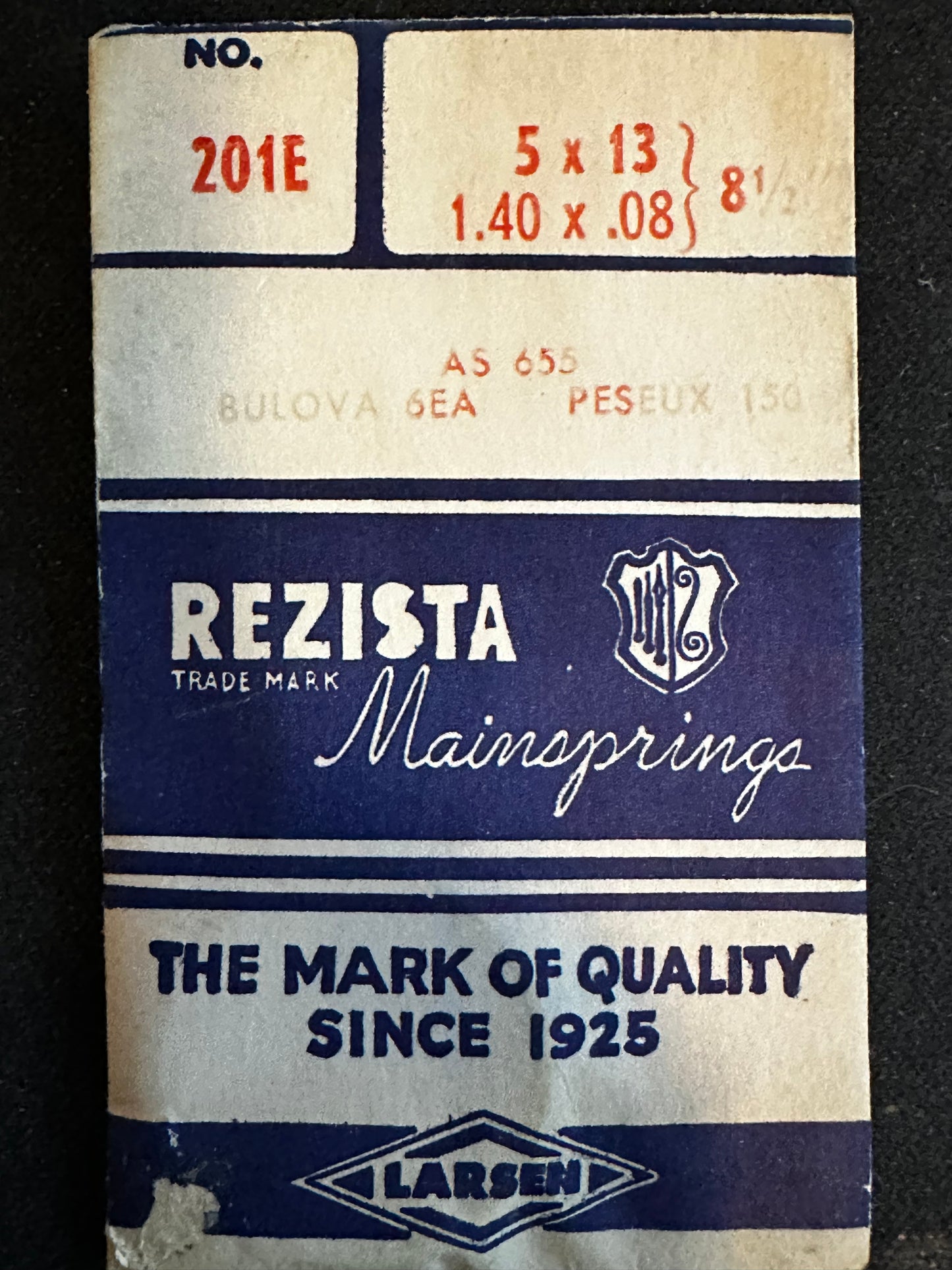 Rezista Mainspring 201E for AS 655, Bulova 6EA, Peseux 150 - Steel