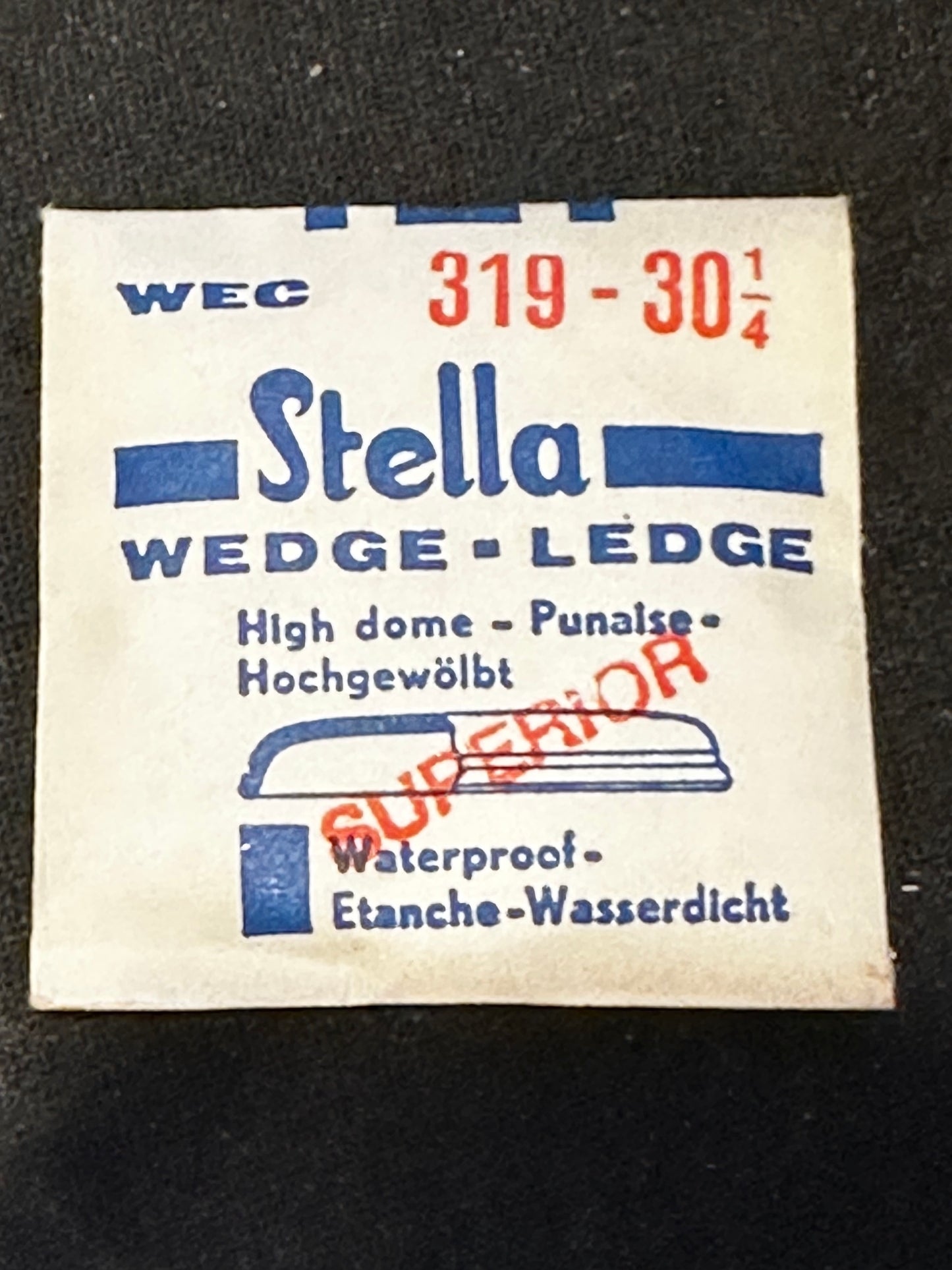 Stella WEC Superior Wedge-Ledge High Dome Wrist Watch Crystal sizes 18 thru 35
