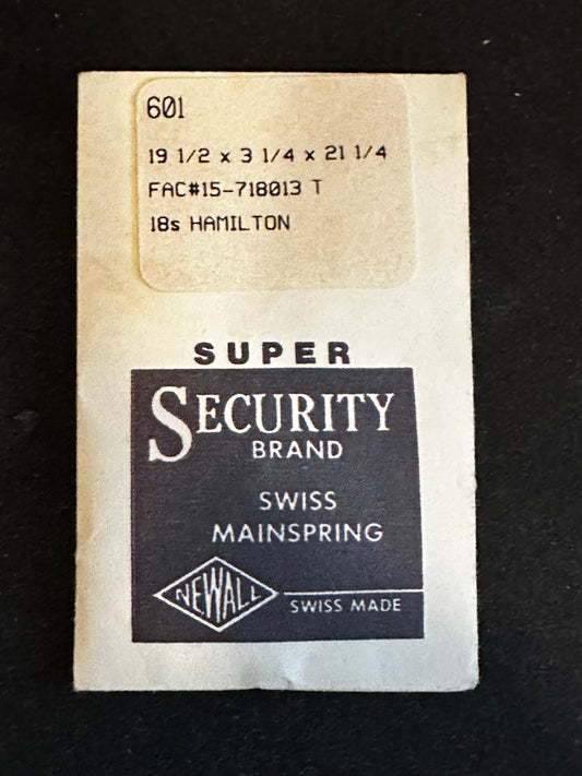 Newall SUPER Security Mainspring #601 for 18s Hamilton No. 15 / 718013 - Alloy
