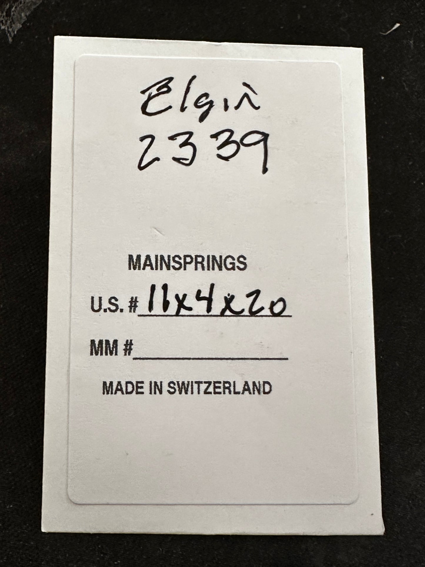 Alloy Mainspring for 12s Elgin Factory No. 2339