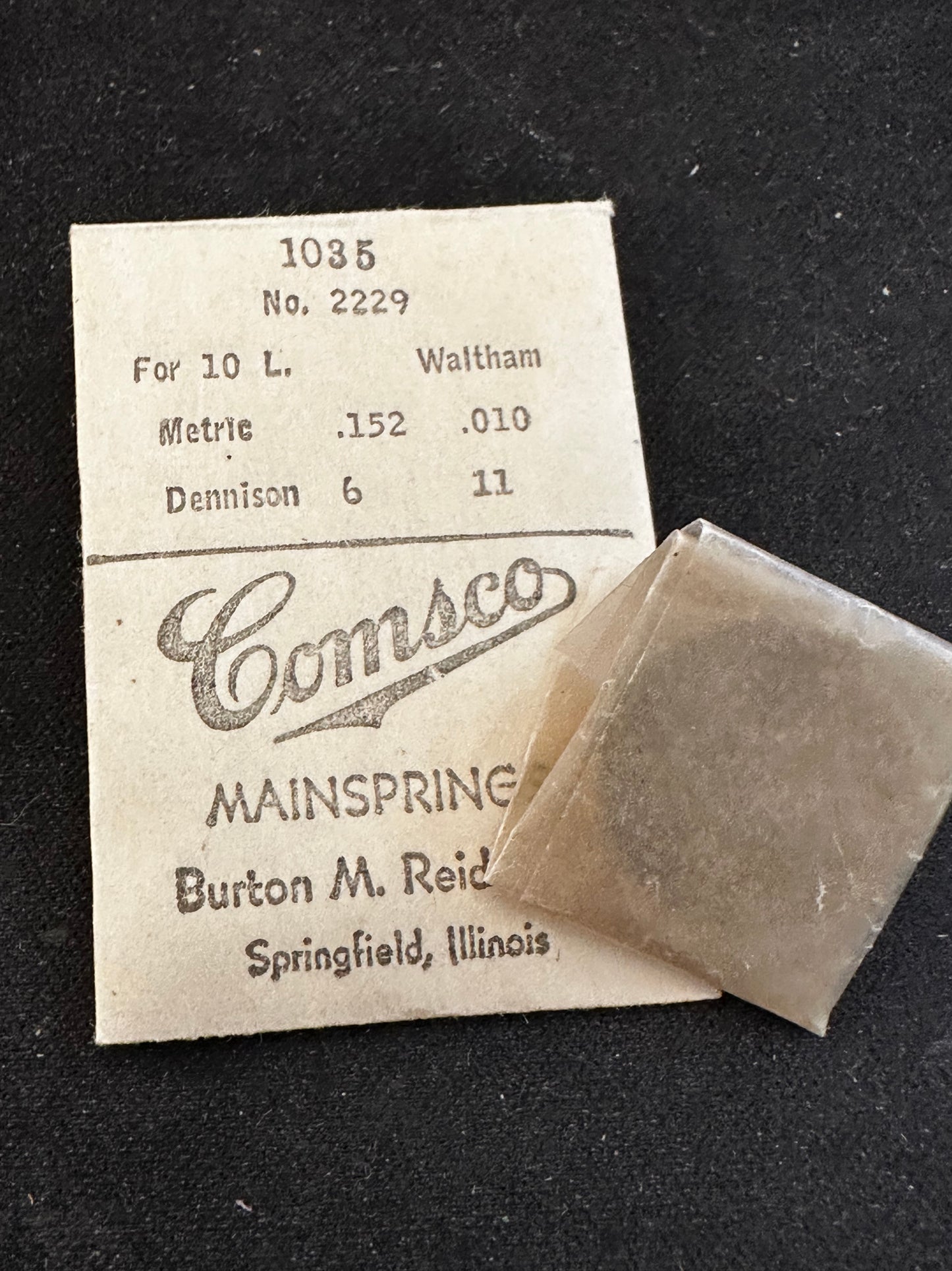 Comsco Mainspring #1035 for Waltham 10 ligne No. 2229 - Steel