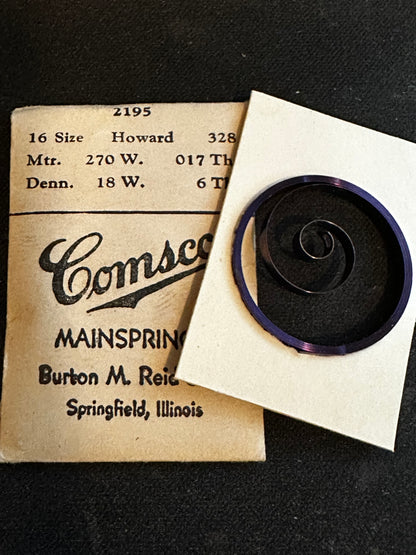 Comsco Mainspring #2195 for Howard 16s Factory No. 328 - Steel