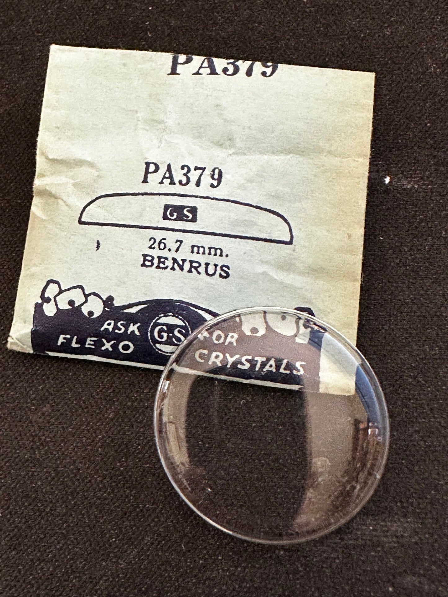 GS PA379 Wrist Watch Crystal 26.7mm for BENRUS wrist watch - New