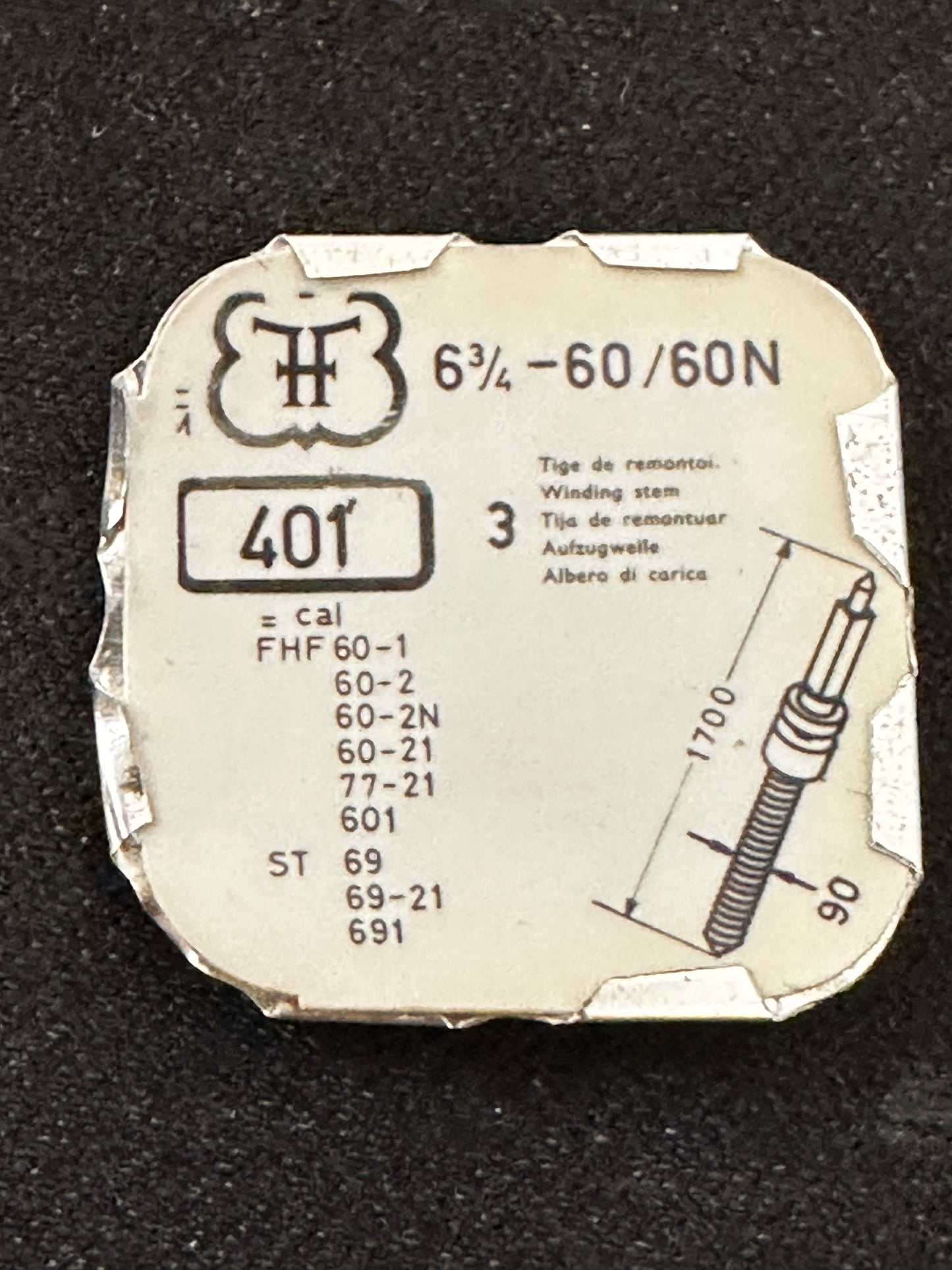 Ebauches SA - Set of 2 stems for Font (FHF) caliber 60, 60N - new in packaging