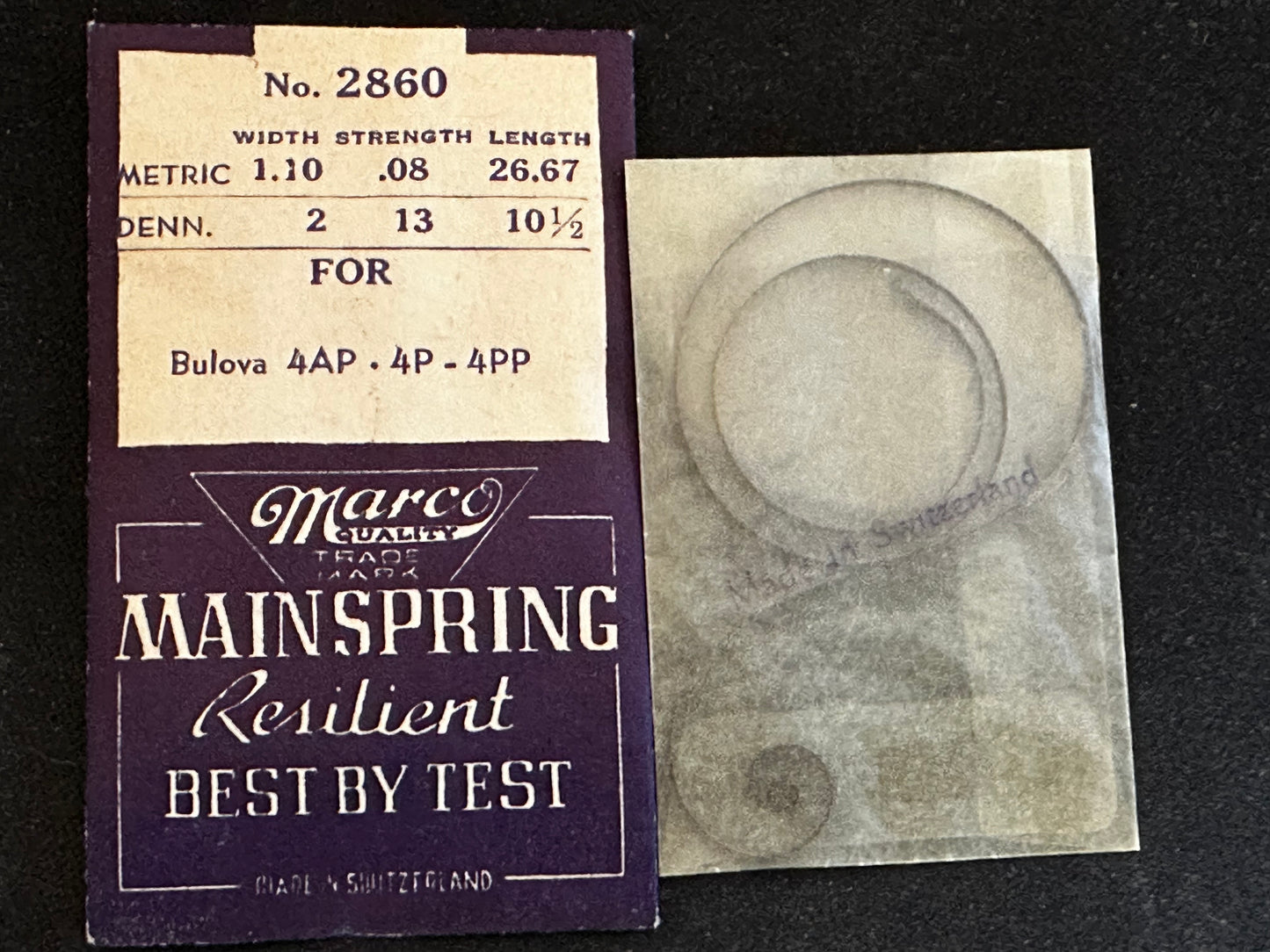 Marco Mainspring #2860 for Bulova 4AP, 4P, 4PP - Steel