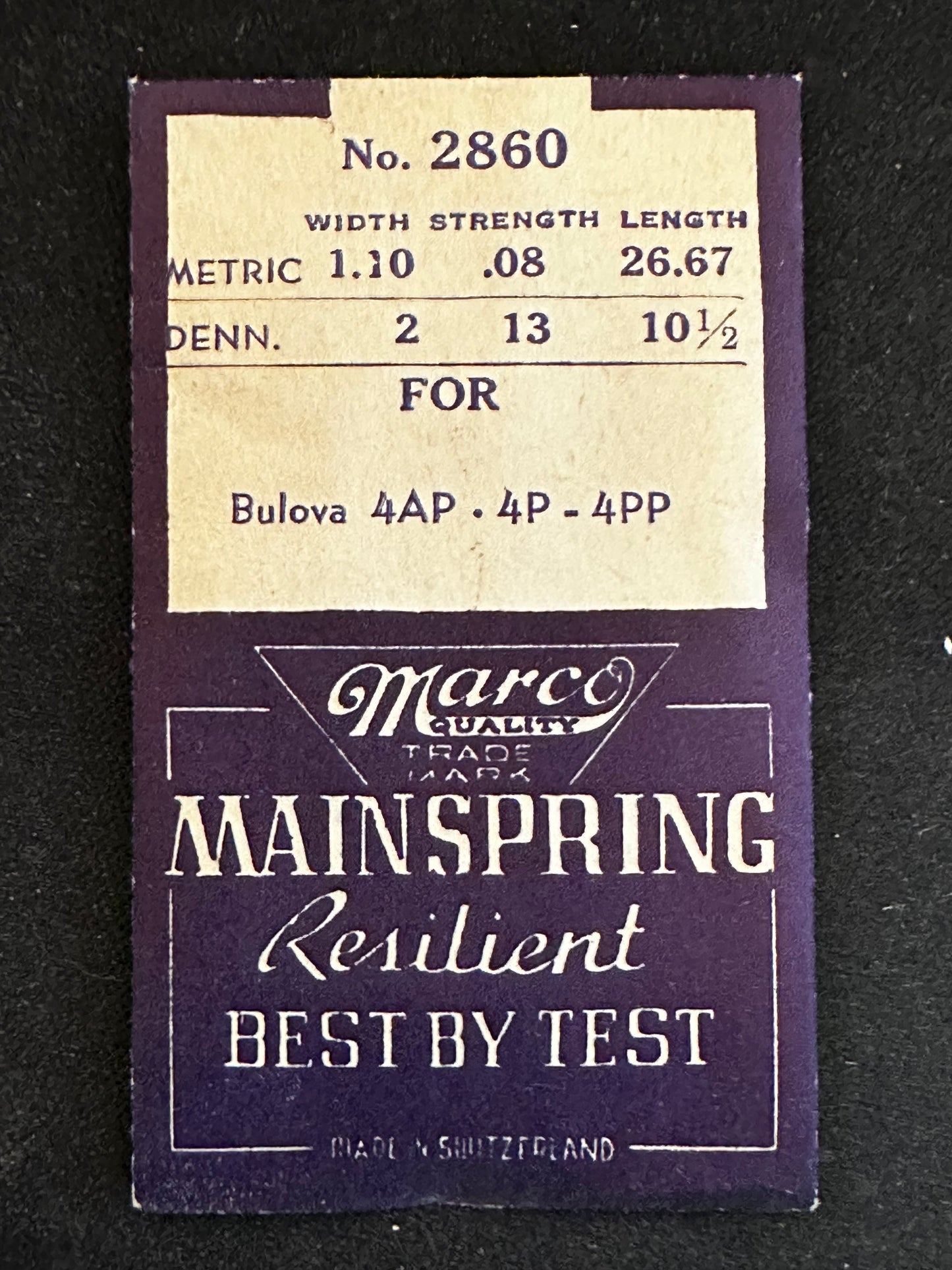 Marco Mainspring #2860 for Bulova 4AP, 4P, 4PP - Steel