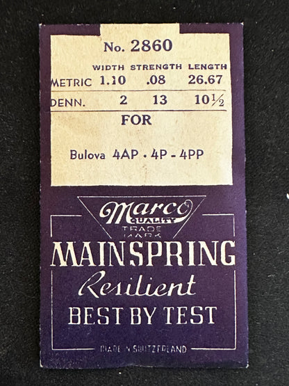 Marco Mainspring #2860 for Bulova 4AP, 4P, 4PP - Steel