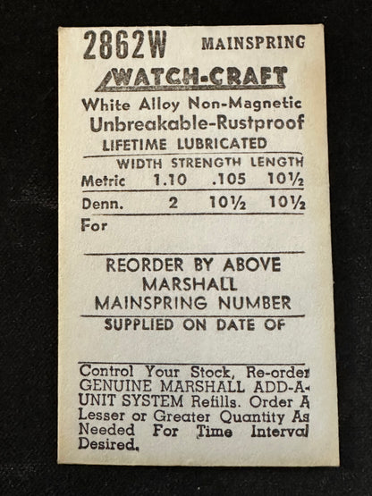 WATCH-CRAFT Mainspring 2862W for Bulova 6AT, 6T, Omega 28.10, 330, 340, 30.10, 350 - Alloy