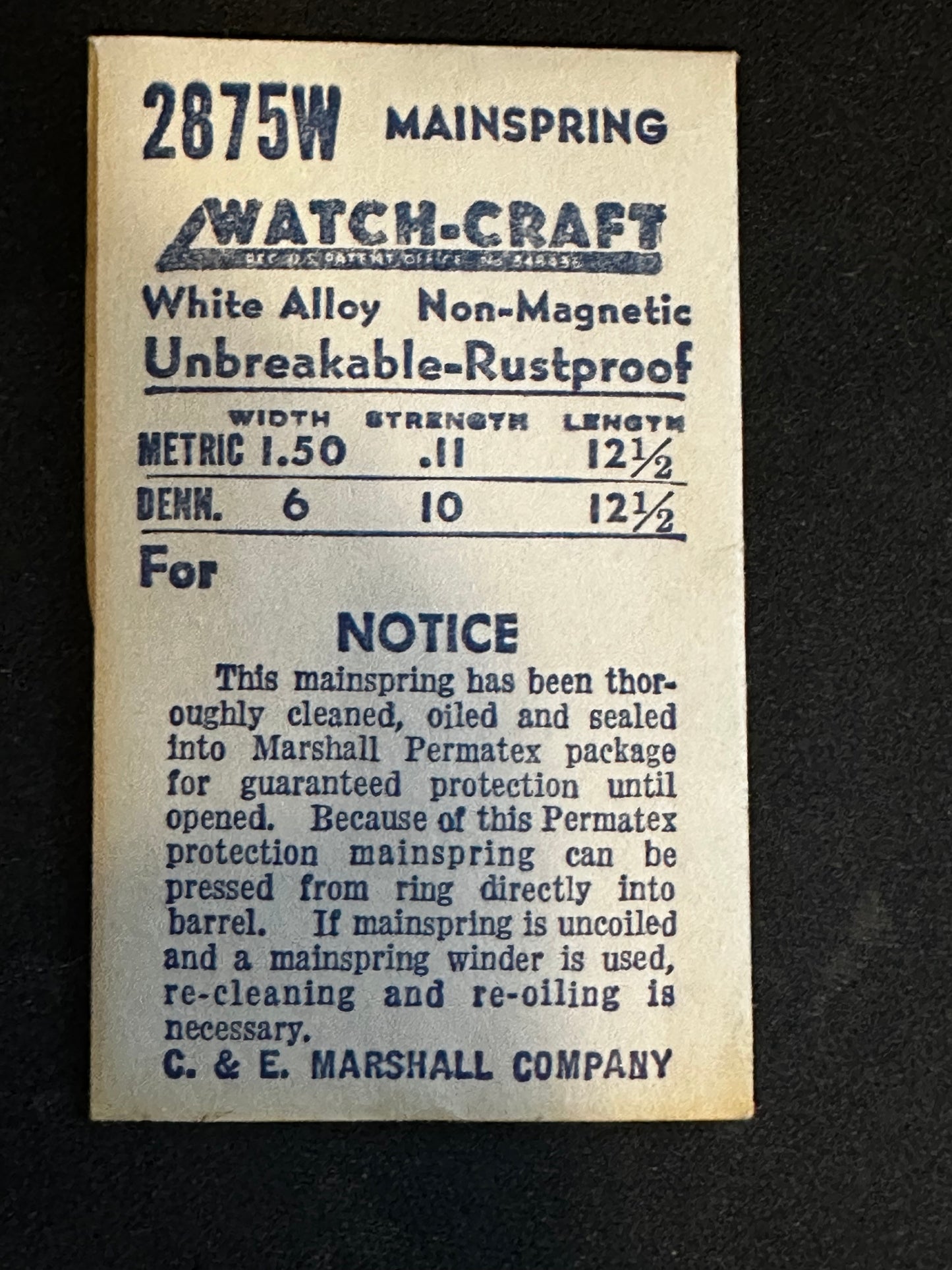 WATCH-CRAFT Mainspring 2875W for Seiko Unique, DSS - Alloy