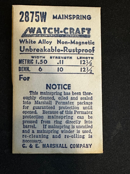 WATCH-CRAFT Mainspring 2875W for Seiko Unique, DSS - Alloy