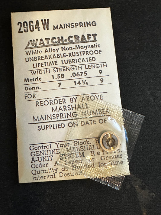WATCH-CRAFT Mainspring 2964W for AS 1023, 1171, Benrus AF, BI, Bulova 7AD, 7AM, 7AS - Alloy