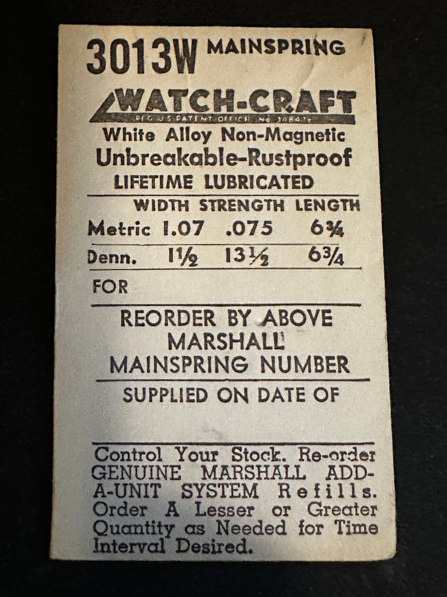 WATCH-CRAFT Mainspring 3013W for Omega caliber 690 - Alloy