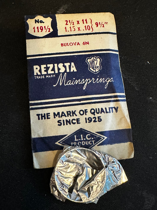 Rezista Mainspring No. 119½ for Bulova caliber 6N - Steel